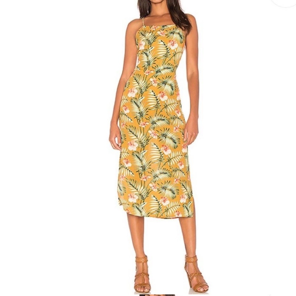 Sincerely Jules Yellow Green Halter Midi Dress - Preloved